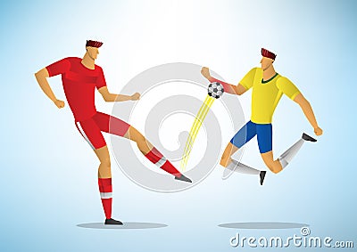 Football player foul touches the ball with his hand Vector Illustration