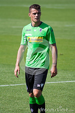 Football player Granit Xhaka in dress of Borussia Monchengladbach Editorial Stock Photo