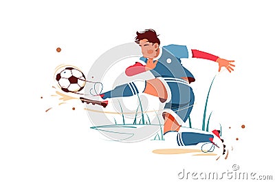 Football player kicking ball Vector Illustration