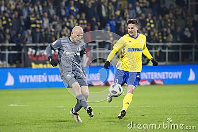 Football Polish league, fierce battle for the ball. MichaÅ‚ Pazdan. Editorial Stock Photo