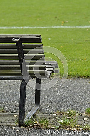 On a football practise and on a field on a rainy, cold and grey Autumn afternoon Stock Photo