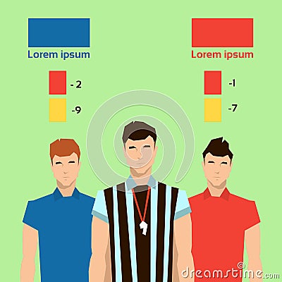 Football Referee Players Match Punishment Statistics Vector Illustration