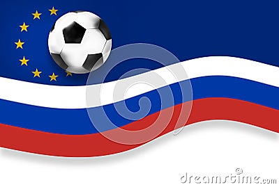 Football russia soccer flag background 3D Cartoon Illustration