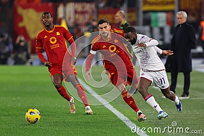 Football: Serie A 2023-2024 - Match day 15 - AS ROMA VS FIORENTINA Olympic Stadium in Rome on 10th december 2023 Editorial Stock Photo