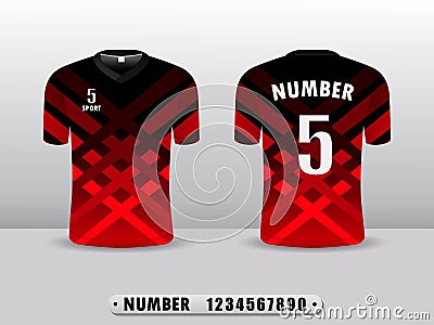 Football shirt design T-shirt sports black and red color. Inspired by the abstract. Vector Illustration