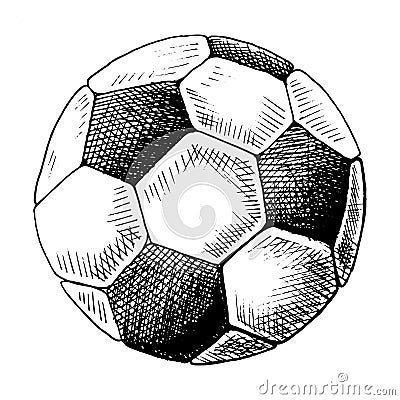 Football sketch. Hand drawn soccer ball, sketch style vector illustration. Single, isolated on white. Vector Illustration