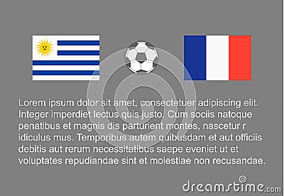 Football - soccer background happy man keep flag, vector stackman uruguay vs france quarter final 1/4 Vector Illustration