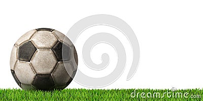 Football - Soccer Ball with Green Grass Stock Photo