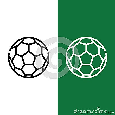 Football or Soccer Ball Icon Logo In Outline Style Vector Illustration