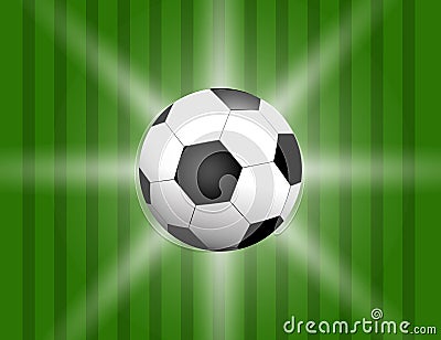 Football, soccer Ball Isolated on Football field Background with Space for Your Text. Stock Photo