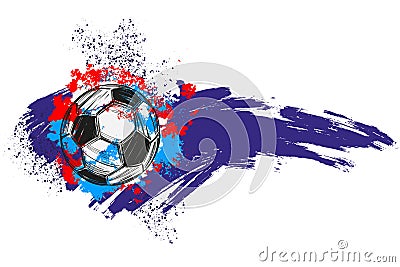 Football, soccer ball, russian flag sports game, emblem sign, hand drawn vector illustration sketch Vector Illustration