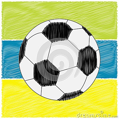 Football soccer ball on strips. Scribble effect. Flat design style. Vector Illustration