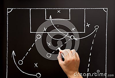 Football Soccer Coach Drawing Playbook Tactics Stock Photo