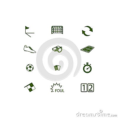 Football or soccer equipments icon and symbol set Vector Illustration