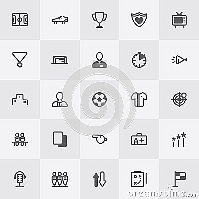 Football / Soccer Icon Set. Line Art Vector Vector Illustration