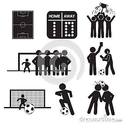 Football or Soccer Icons Vector Illustration