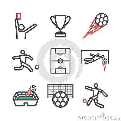 Football Soccer Line icon. Vector signs for web graphics Vector Illustration