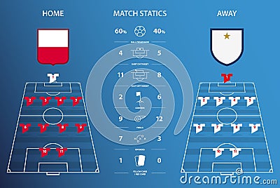 Football or soccer match statistics infographic. Flat design. Vector Illustration. Vector Illustration