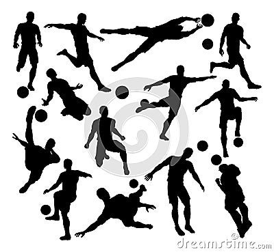 Football Soccer Player Silhouettes Vector Illustration