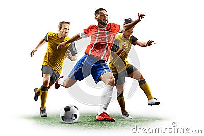 football soccer players in action isolated white background Stock Photo