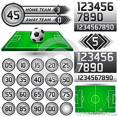 Football - Soccer scoreboard and timer Vector Illustration