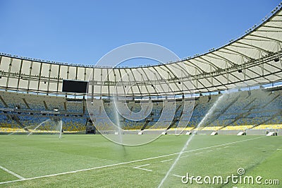 Football Soccer Stadium Sprinklers Spraying Grass Editorial Stock Photo