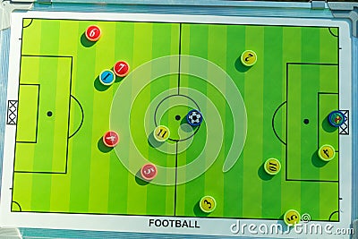 Football or soccer strategy planning board with magnet numbered Stock Photo