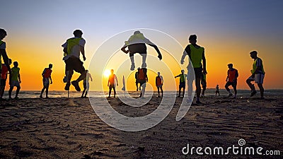 Football sport team is engaged in jogging Editorial Stock Photo