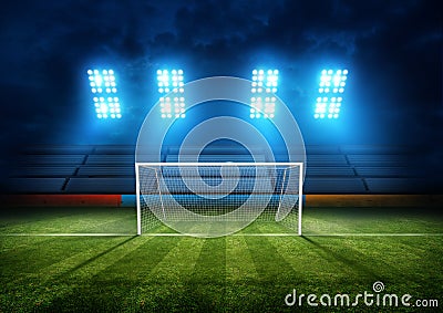 Football Stadium Goal Cartoon Illustration