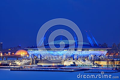 Football Stadium in St. Petersburg, Russia for Soccer World Cup. Editorial Stock Photo