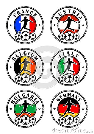 Football stamps set Vector Illustration