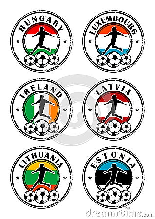 Football stamps set Vector Illustration