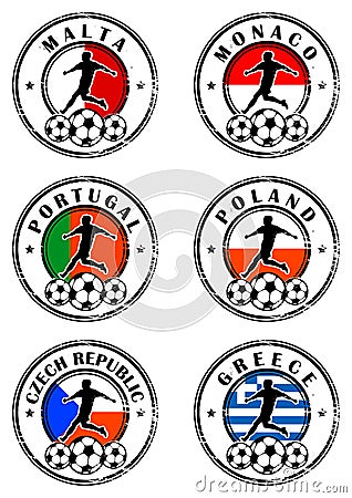 Football stamps set Vector Illustration