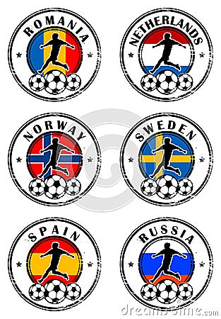 Football stamps set Vector Illustration