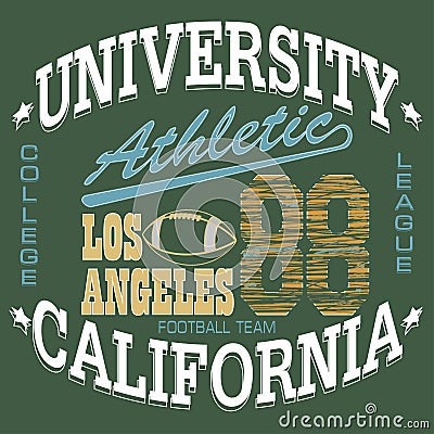 Football T-shirt graphics, California, sportswear Vector Illustration