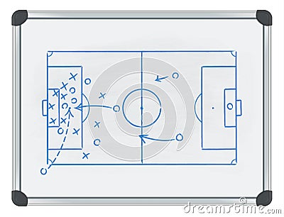 Football tactic on whiteboard Stock Photo