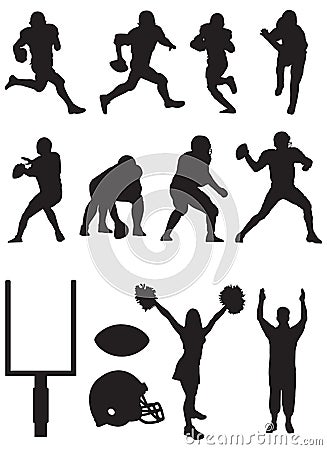 Football team silhouettes. Stock Photo