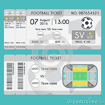 Football Ticket Modern Design. Soccer stadium scheme with zone Vector Illustration