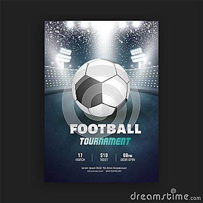 Football Tournament flyer or banner designs with match details. Stock Photo