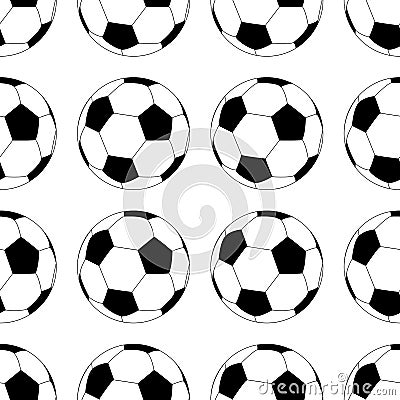 Football vector icon, soccerball. Vector illustration isolated in white background. Seamless pattern Cartoon Illustration