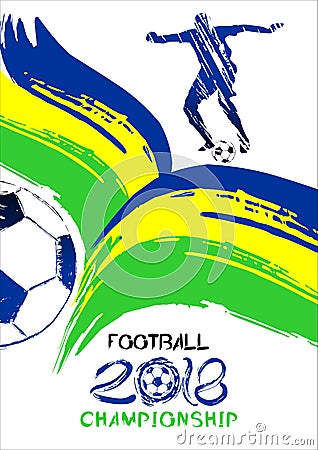 Football 2018 Vector illustration, sports background in the style of grunge for invitations, booklet, flyer, cards Cartoon Illustration