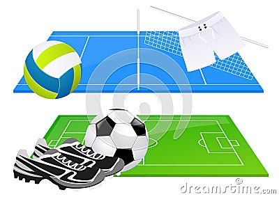 Football and volleyball backgrounds Cartoon Illustration