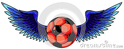 Vector football with wings isolated on white Vector Illustration