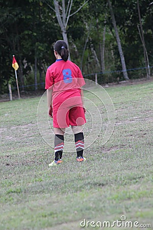 Football Women Beautiful Ball Red Costum Both Montoks Players Editorial Stock Photo