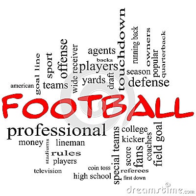 Football Word Cloud Concept in red caps Stock Photo