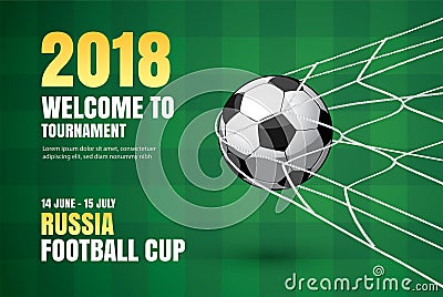 Football 2018 world championship background of soccer sport design. Use for web banner, ads, poster, brochure, flyer, cover, card Vector Illustration