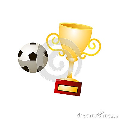Football world gold cup with soccer ball, brazil winner Vector Illustration