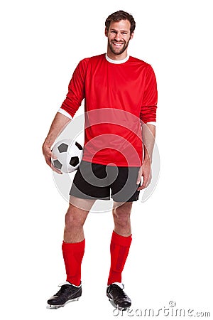 Footballer cut out on white Stock Photo