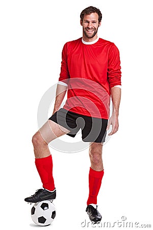 Footballer cut out on white Stock Photo