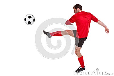 Footballer cut out on white Stock Photo